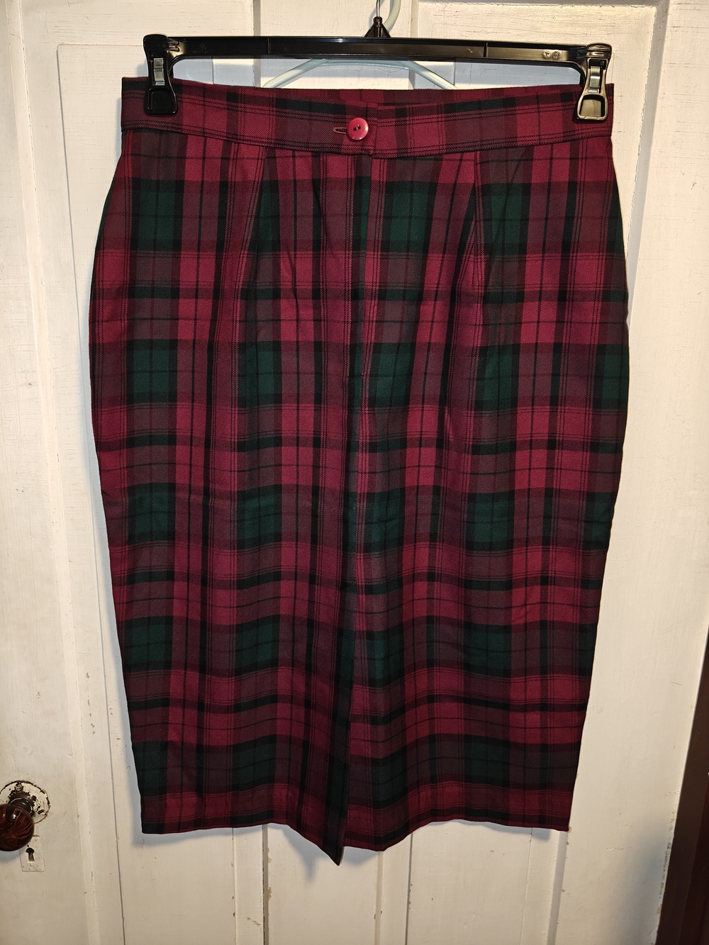 Plaid Pencil Skirt in Pink & Green